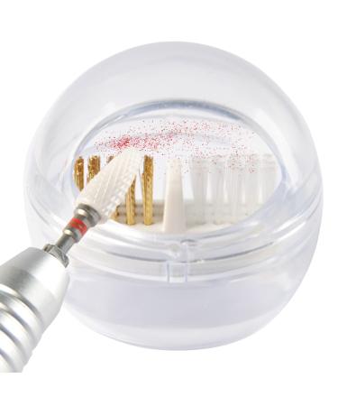 LXIANGN Nail Drill Bits Cleaning Brush Case Cleaner Tool with Clear Cover Nylon Wire & Steel Wire for Cleaning Carbide/Ceramic Nail Drill Bits Anti-splash Design Removable Washable (White)