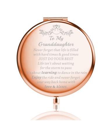WSNANG Granddaughter Compact Pocket Mirror to My Granddaughter Sweet Birthday Graduation Gifts for Her Travel Makeup Mirror (1)
