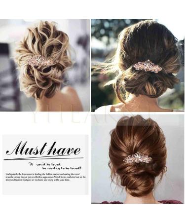 Yheakne Crystal Wedding Hair Clip Barrette - Gold Rhinestone Bridal Headpiece for Women and Girls - Buy Online on GoSupps.com