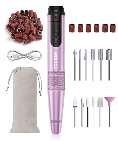 HEBECA Electric Nail Drill Cordless  12 in 1 Professional Nail File Buffer Drill Machine for Natural Acrylic Gel Nails  Rechargeable Metal Manicure Pedicure Kit Great for Home Use or Beginners