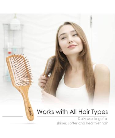 Natural Bamboo Paddle Hair Brush for All Hair Types | Eco-Friendly, Massaging Scalp, Promotes Hair Growth | 1 Count - Buy Online on GoSupps.com