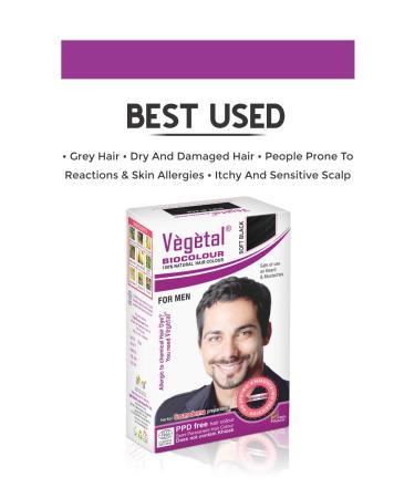 Vegetal Bio Colour - Natural Black Beard Hair Dye for Men | Ammonia-Free PPD-Free 100% Organic Herbal Formula | Complete Kit | 25g - Buy Online on GoSupps.com