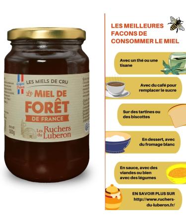 Les Ruchers du Luberon - Forest Honey 500 g - Natural French Raw Honey - Pure - Unpasteurized - No Additives - Buy Online on GoSupps.com