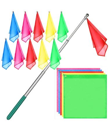 10Pcs Equestrian Training Flags Equestrian Training Equipment Equestrian Nylon Flags With Flagpole Training Flag Horsemanship Flag Horse Lunging Training Stick Animal Flag Training Stick