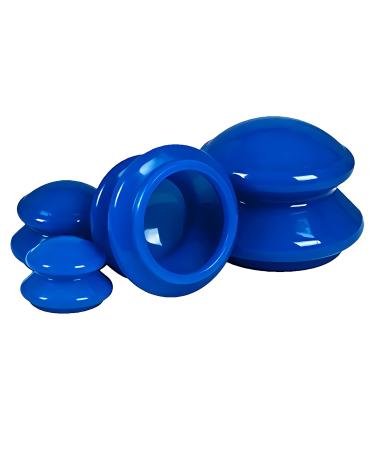 OFKPO Anti Cellulite Cup 4 Pieces Silicone Cupping Set for Muscle Soreness Beauty Therapy Massage (Blue)