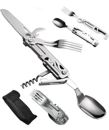 Wemomo 5-in-1 Camping Utensils Set - Portable Stainless Steel Flatware for Travel, Hiking, and Backpacking - Buy Online on GoSupps.com