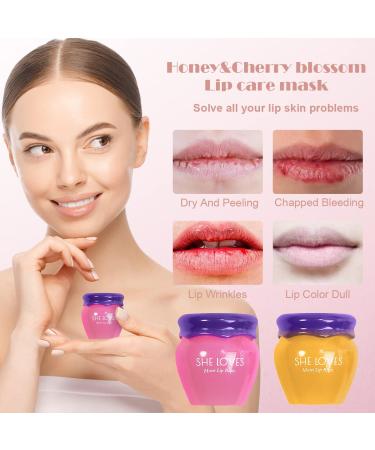 2PCS Honey & Sakura Overnight Lip Mask | Hydrating & Repairing Lip Balm | Exfoliating Lip Scrubs - Buy Online on GoSupps.com