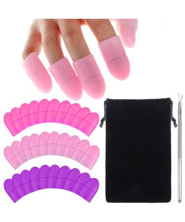 PIAOPIAONIU 30 PCS Nail Polish Protector for Fingers Silicone Fingertips Protect Nails Finger Cover Caps Comfortable Finger Sleeves from Tanning Beds/UV Rays type1