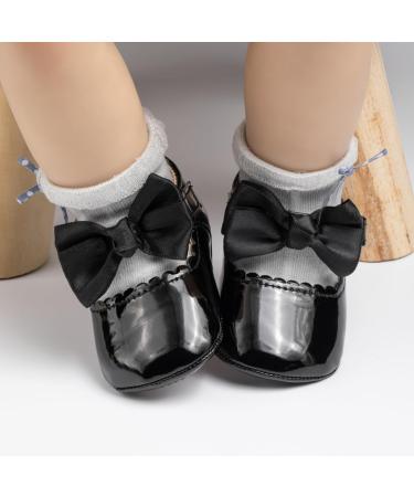 Cencirily Baby Girl Mary Jane Shoes | Anti-Slip Soft Sole Princess Wedding Flats | 6-12 Months | Black - Buy Online on GoSupps.com