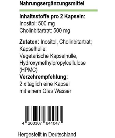 Choline + Inositol 120 Caps | Vegetarian Capsules | Premium German Quality - Buy Now - Buy Online on GoSupps.com