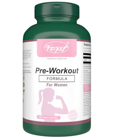 VORST Pre Workout Formula for Women | Nitric Oxide Supplement | Powder Pills | 180 Vegan Capsules 180 count (Pack of 1)