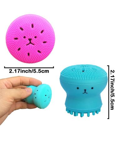 Duruan Silicone Facial Cleansing Brush + Massager - Octopus Shape, Deep Cleaning & Exfoliating Skin Massage (Blue+Red, 2Pcs) - Buy Online on GoSupps.com