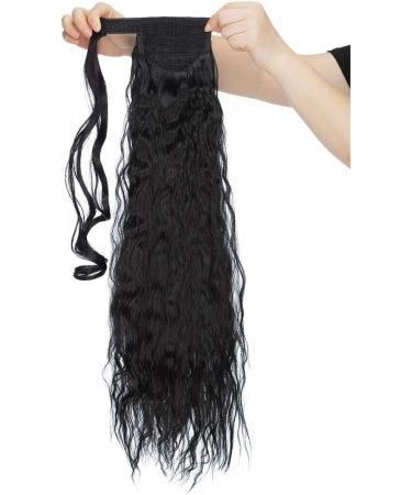 Fashion Clip in Ponytail Extension Wrap Around for Women Long Wavy Curly Hair Fluffy Pony Tail 26 Inch - Dark Black - Buy Online on GoSupps.com