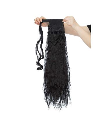Clip-In Ponytail Hair Extensions - Realistic 66cm Wavy Dark Black - Magic Wrap for Women - Buy Online on GoSupps.com