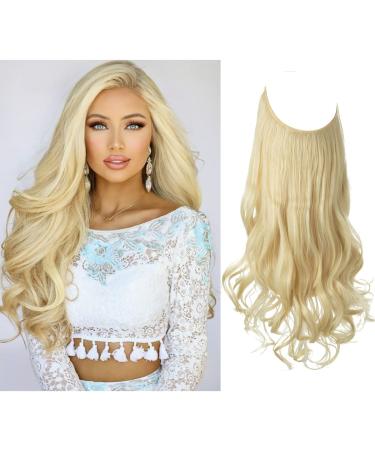 SARLA Hair Extension 18 Inch Invisible Adjustable Wire Hair Piece Curly Wavy Long Synthetic Hairpieces for Women Natural Heat Temperature Fiber (18 Inch (Pack of 1) Beach Blonde) 18 Inch (Pack of 1) Beach Blonde