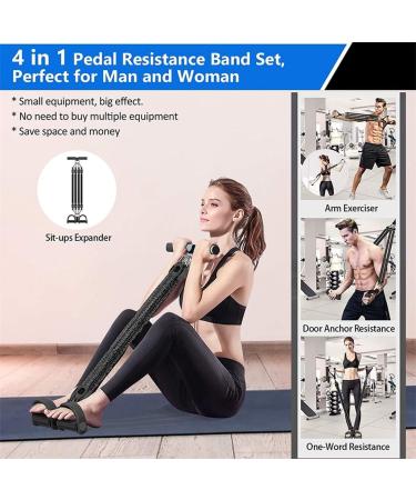 Fitness Elastic Bands Multifunctional 4 Tubes Latex Pull Rope Expander Workout Pedal Sports Resistance Bands Home Gym (Black 1set) - Buy Online on GoSupps.com