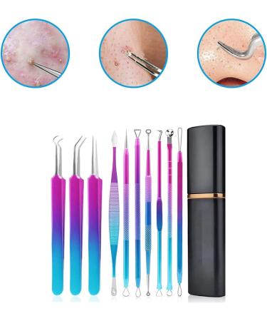 Rehomy 10pcs Stainless Steel Blackhead Remover Extractor Tools Acne Kit Pimple Popper Tool Kit for Nose Face Forehead - Buy Online on GoSupps.com