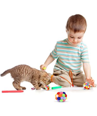 Cat Toy Balls with Bell - Colorful Soft Fuzzy Balls for Indoor Cats and Kittens - Interactive Chewing Toys - 3 Pack - Buy Online on GoSupps.com