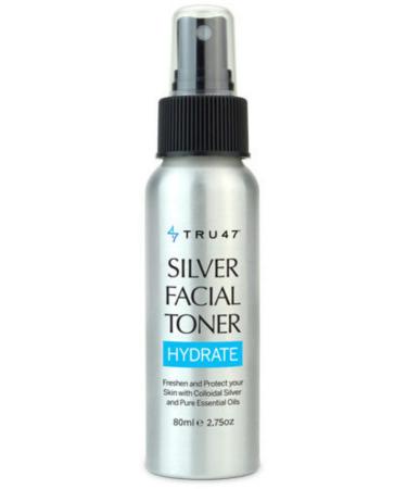 TRU47 Hydrate Silver Toner (2.75 oz) - Hydrating Face Moisturizer/Custom Silver Essential Oil Blend/All Natural Pleasant Fragrance/Gentle Skincare/Refreshing Spray for Extra-Dry Skin Hydrate 2.75 Ounce (Pack of 1)