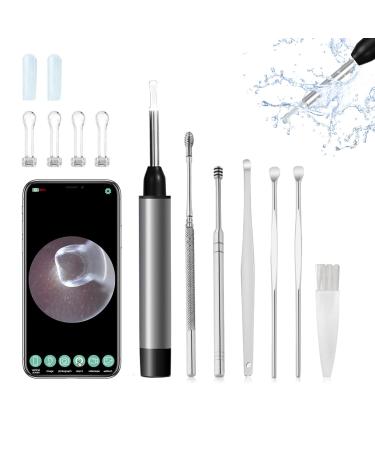 Sanyare Earwax Removal Kit with Camera 1080P HD Otoscope with Light and 12 Pcs Spoon APP Suitable for Android and iOS(Gun Color)