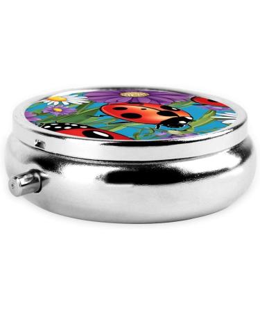 Colorful Ladybird Mini Round Pill Box - 3 Compartment Portable Organizer for Home Office & Travel - Buy Online on GoSupps.com