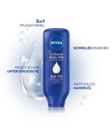 Nivea In-Shower Body Milk (400 ml) - Moisturizing Body Lotion with Almond Oil | 5in1 Care Formula for Soft Skin - Buy Online on GoSupps.com