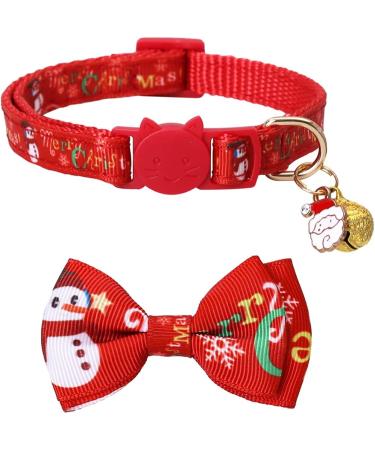 Lamphyface Christmas Cat Collar Breakaway with Bow Tie and Bell - Adjustable Safety Red+Green - Buy Online on GoSupps.com