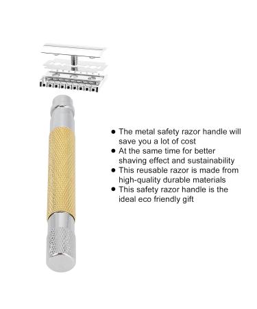 Old-Fashioned Gold Safety Razor Handle - Retro Zinc Alloy for Men | Premium Shaving Tool for Barbershop Quality - Buy Online on GoSupps.com