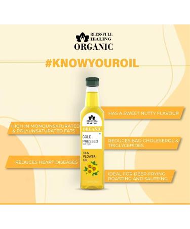 Blessfull Healing Cold Pressed Sunflower Oil for Healthy Cooking Skin Glow 250 ml / 8.45 fl oz Pack of 1 - Buy Online on GoSupps.com