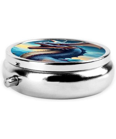 Roaring Dragon Round Pill Box - 3 Compartment Portable Organizer for Travel & Purse - Buy Online on GoSupps.com