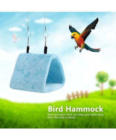 Peony Parrot Hammock Bird Nest - Warm Plush Hanging Cage Tent for Winter - Pet Toy Pouch Bed - Blue - Buy Online on GoSupps.com