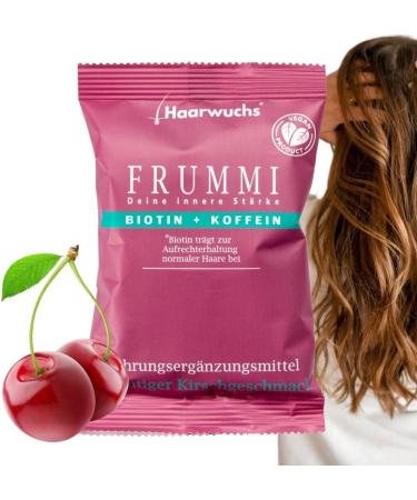 Frummi Hair Vitamins | 30-Day Vegan Growth Supplement | Biotin Zinc & B Vitamins | Made in Germany | Includes Hair Tie & Refill Glass - Buy Online on GoSupps.com