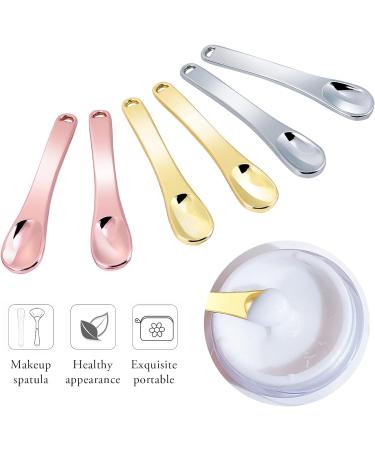 WLLHYF Mini Metal Makeup Spatula Skin Care Cosmetic Spoon Reusable Applicator Beauty Scoop for Facial Cosmetic for Face Mask Cream Lotions Moisturizers 2 Gold + 2 Silver + 2 Rose gold - Buy Online on GoSupps.com