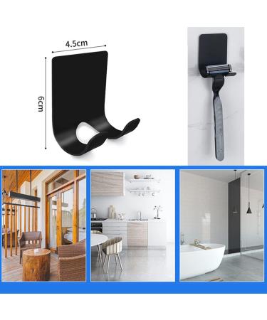 Twstyfal Razor Holder Hook - 4 Pack Self-Adhesive Waterproof Bathroom Hooks (Black) | No Drilling Multi-Purpose Shaver Holders for Easy Organization - Buy Online on GoSupps.com