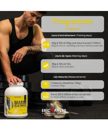 MASS GAINER NATIVE PROTEIN - Prot ines et Glucides Bi-Sources Prise de Masse Rapide Gain de poids et Masse Musculaire - 3kg - Saveur Cookies - Eric Favre Cookies & cream 3kg - Buy Online on GoSupps.com