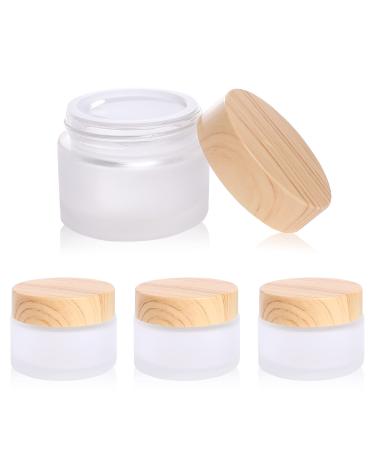 30 Gram/ml Glass Cosmetic Containers with lids,Round Frosted Glass Jars with Leakproof lids,Small Empty Glass Sample Jars for Makeup Lip Scrub Balm Lotions Sample Eye Creams DIY (4 PACK 30ML)