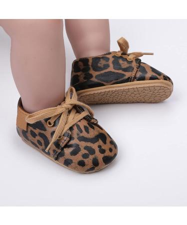 Baby First Walking Shoes - PU Leather Baby Sneakers for Boys and Girls | Non-Slip Rubber Soles | Leopard Print | 0-18 Months - Buy Online on GoSupps.com
