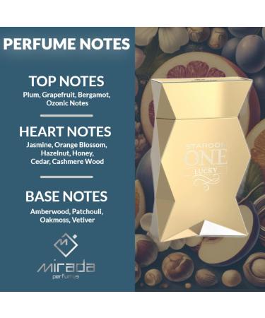 MIRADA Stardom One Lucky Men's Eau de Parfum (EDP) 3.4 FL. Oz (100ml) Men s Perfume with Notes of Plum Grapefruit Bergamot Ozonic Notes Jasmine Orange Blossom Hazelnut Honey Cedar - Buy Online on GoSupps.com