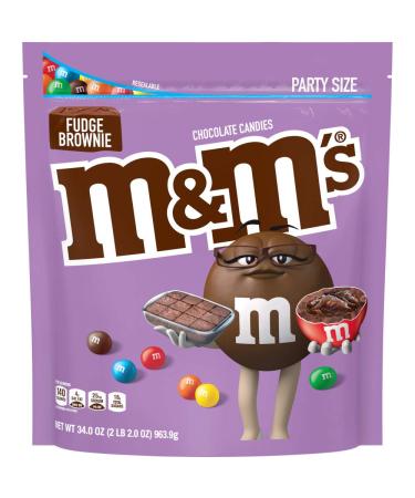 M&M'S Fudge Brownie Chocolate Candy Party Size, 34 oz Bag Fudge Brownie 2.4 Pound (Pack of 1)