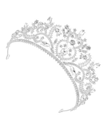1pc Large Bridal Tiara Fashion Crystal Headwear Crown Hair Band Wedding Headband Crystal Headdress Crown Headband Bride Hair Bridal Headdress Bride Crown Crystal Crowns 16x16x8cm Silver