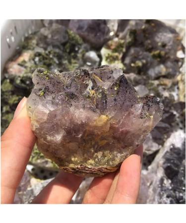 Amazing Natural Amethyst Cluster Specimen Seven Amethyst with Green Tourmaline Stones and Crystals FZUGEDRLI - Buy Online on GoSupps.com