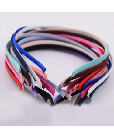 18-Piece Satin Hair Bands Gentle Touch Headbands for Women & Girls 1cm DIY Hair Accessories in 18 Colors - Buy Online on GoSupps.com