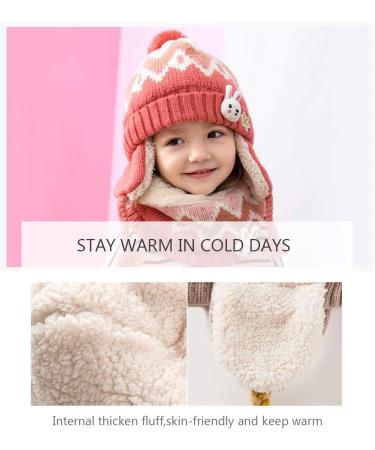 DORRISO Cute Kids Caps Scarf Set - Autumn Winter Knitted Beanies Hat for Girls Boys in Pink - Buy Online on GoSupps.com