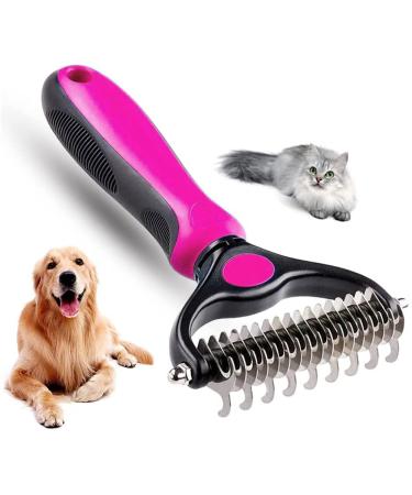 Dog brush cat brush 2-sided undercoat rake for cats and dogs safe hair removal ridge for easy removal of matters and matters (pink red) - Buy Online on GoSupps.com