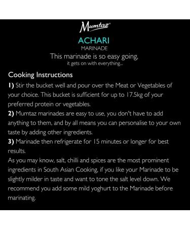 Mumtaz ACHARI Marinade Catering/Party Size Bucket - BULK 2.2Kg - Restaurant Quality - Medium Spiced - BBQ - Grill - Roast - Stir or Air fry.All Natural Ingredients- Gluten Free- Vegan Friendly. - Buy Online on GoSupps.com