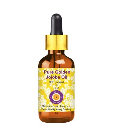 Deve Herbes Deve Herbes Pure Golden Jojoba Oil (Simmondsia chinensis) with Glass Dropper Natural Therapeutic Grade Cold Pressed 10ml