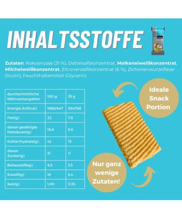 Zbarz Protein Bar - Vegetarian Sugar-Free Coconut Lemon (12 x 35g) | Gluten-Free Healthy Snack & Fitness Energy Bar - Buy Online on GoSupps.com