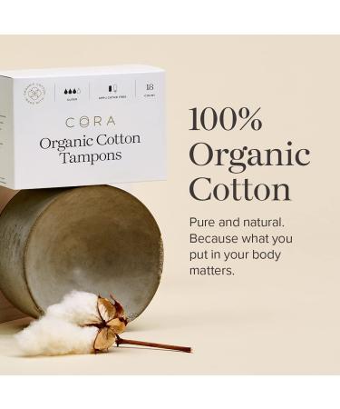 Cora 100% Organic Cotton Non-Applicator Tampons - Regular/Super Absorbency - 72 Count (Pack of 2) - Buy Online on GoSupps.com