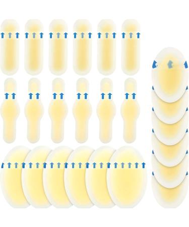 Blister Bandages Pads Blister Gel Guard Blister Prevention Adhesive Foot Hydrocolloid Waterproof Heel Blister Cushion Bandages for Foot Toe Blister Prevention Recovery 4 Sizes (48 Piece)