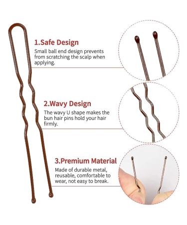 50 U-Shaped Hairpins for Women & Girls - 6cm Bobby Pins in Storage Box - Perfect for Hairdressing Salons & Everyday Use (Brown) - Buy Online on GoSupps.com
